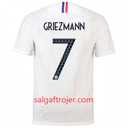 Frankrig Fodboldtrøjer Griezmann 7 Udebanesæt VM 2018 Frankrig Fodboldtrøjer Griezmann 7 Udebanesæt VM 2018